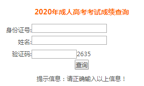 2020年安徽淮南成人高考成绩查询入口(已开通)