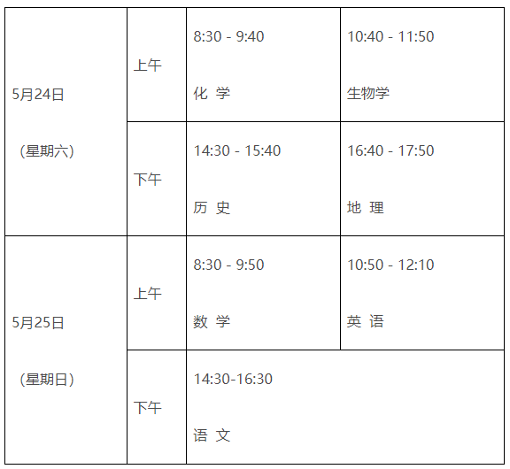 江西抚州2025年上半年普通高中学业水平合格性考试时间安排